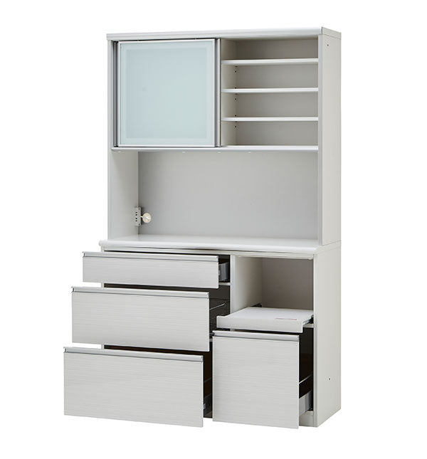 食器棚 カップボード 幅120cm 奥行48cm 高さ198cm キッチンボード ダイニングボード 120cm モダン ハイグロス ホワイト 木目 ディッシュスタンド 120cm幅 食器家電収納棚(代引不可)