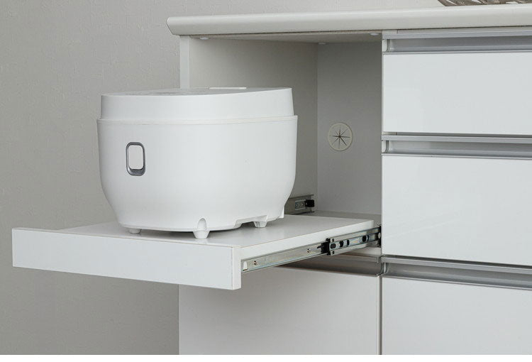 食器棚 幅90cm 完成品 90 キッチンカウンター 日本製 国産 大川家具 カウンター レンジ台 家電収納 モイス MOISS キッチンボード 石目調 ホワイト 木目調 ソフトクローズ 収納 キッチン収納 おしゃれ(代引不可)