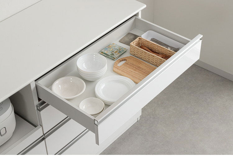食器棚 幅90cm 完成品 90 キッチンカウンター 日本製 国産 大川家具 カウンター レンジ台 家電収納 モイス MOISS キッチンボード 石目調 ホワイト 木目調 ソフトクローズ 収納 キッチン収納 おしゃれ(代引不可)
