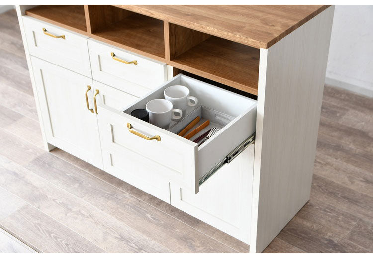 食器棚 キッチンカウンター 幅120cm 奥行55cm 高さ90cm レンジ台 カウンター キッチンボード 引き出し 大容量 収納 収納家具 シンプル コンパクト かわいい スライド おしゃれ インテリア(代引不可)