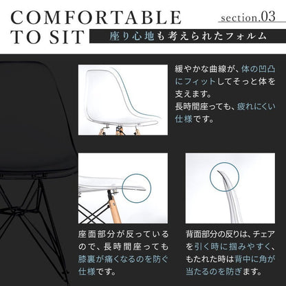 イームズチェア リプロダクト クリアタイプ 木脚 スチール脚 DSR DSW イームズシェルチェア シェルサイドチェア ダイニングチェア デザイナーズチェア デザイナーズ家具 椅子 単品 イス いす(代引不可)