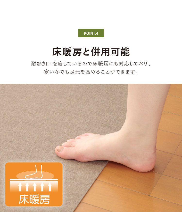サンコー おくだけ吸着 キッチンマット 90×270cm 厚み3mm 日本製 国産 撥水 はっ水 洗える 洗濯可 床暖房 床暖対応 無地 キズ防止 汚れ防止 マット ペット ペット用マット ロングマット