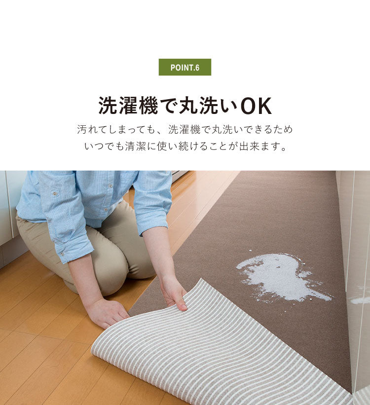 サンコー おくだけ吸着 キッチンマット 90×270cm 厚み3mm 日本製 国産 撥水 はっ水 洗える 洗濯可 床暖房 床暖対応 無地 キズ防止 汚れ防止 マット ペット ペット用マット ロングマット