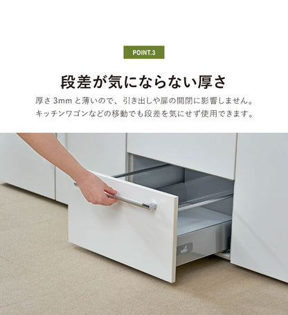 サンコー おくだけ吸着 キッチンマット 90×270cm 厚み3mm 日本製 国産 撥水 はっ水 洗える 洗濯可 床暖房 床暖対応 無地 キズ防止 汚れ防止 マット ペット ペット用マット ロングマット