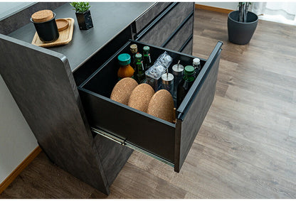 キッチンカウンター 幅120cm キッチンラック 伸縮式 セラミック天板 コンセント 食器棚 キッチンボード スライド式 キッチン収納 アイランドキッチン リビング ダイニング 間仕切り 収納カウンター(代引不可)