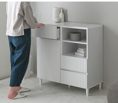 アランキャビネットALN90-90C WH ホワイト キャビネット 幅89cm サイドボード チェスト サイドチェスト 収納棚 収納 リビング収納 収納家具