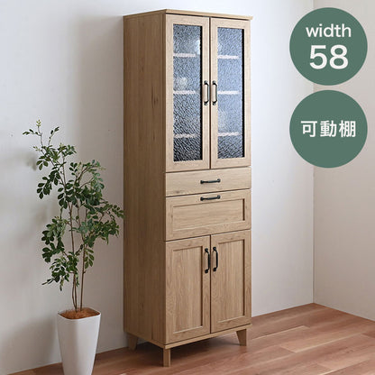 リビストカップボードRV180-60C GN グレーナチュラル 幅58cm カップボード カウンター キッチンボード キッチン 収納 食器棚