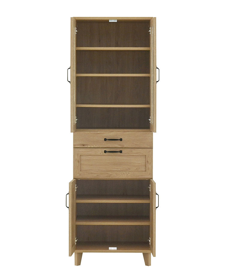 リビストカップボードRV180-60C GN グレーナチュラル 幅58cm カップボード カウンター キッチンボード キッチン 収納 食器棚