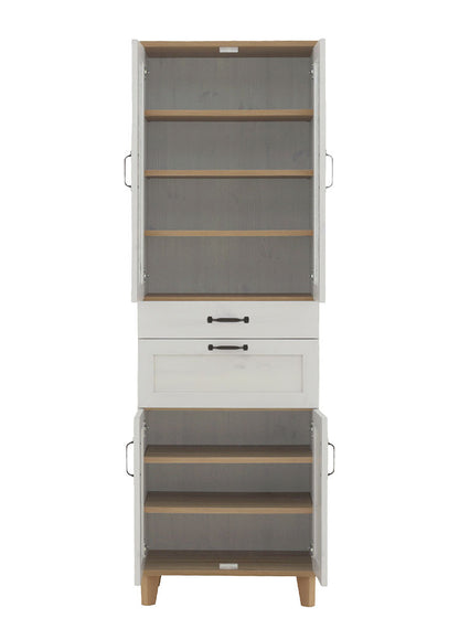 リビストカップボードRV180-60C WH/GN ホワイト×グレーナチュラル 幅58cm カップボード カウンター キッチンボード キッチン 収納 食器棚
