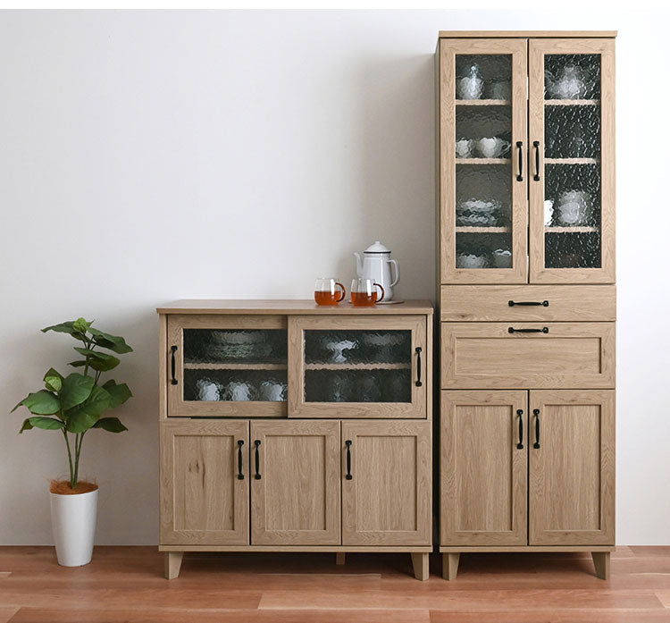 リビストキッチンカウンターRV90-90C GN グレーナチュラル 幅90cm キッチンカウンター 食器棚 カップボード カウンター キッチン収納 キッチンボード