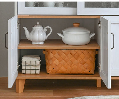 リビストキッチンカウンターRV90-90C WH/GN ホワイト×グレーナチュラル 幅90cm キッチンカウンター 食器棚 カップボード カウンター キッチン収納 キッチンボード