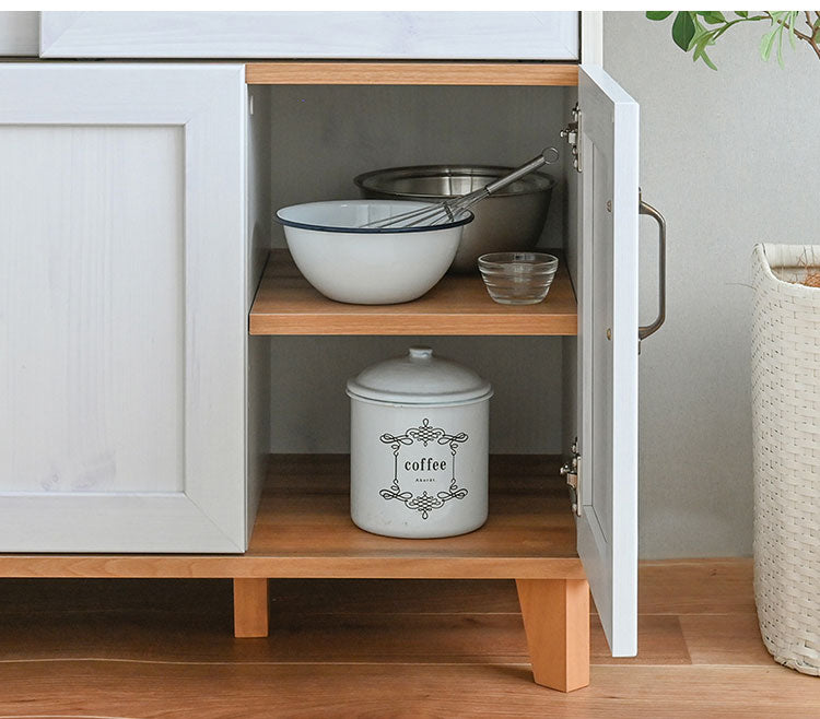 リビストキッチンカウンターRV90-90C WH/GN ホワイト×グレーナチュラル 幅90cm キッチンカウンター 食器棚 カップボード カウンター キッチン収納 キッチンボード