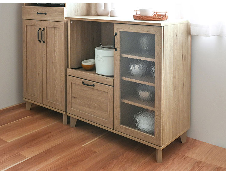 リビストレンジボードRV90-90RB GN グレーナチュラル 幅90cm レンジボード 食器棚 レンジ台 キッチンカウンター キッチンボード