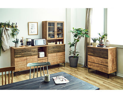 キッチンカウンター 幅約120cm 木目調 日本製 完成品 キッチン収納 キッチンボード おしゃれ レンジ台 北欧 ヴィンテージ 食器棚 収納棚 一人暮らし(代引不可)