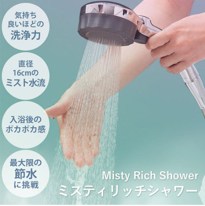シャワーヘッド ナノバブル ミスティリッチシャワー SH220-2T グレー 美肌 水生活製作所 シャワー 節水 保湿 洗浄 ストップボタン付 ミストップリッチシャワー ギフト プレゼント