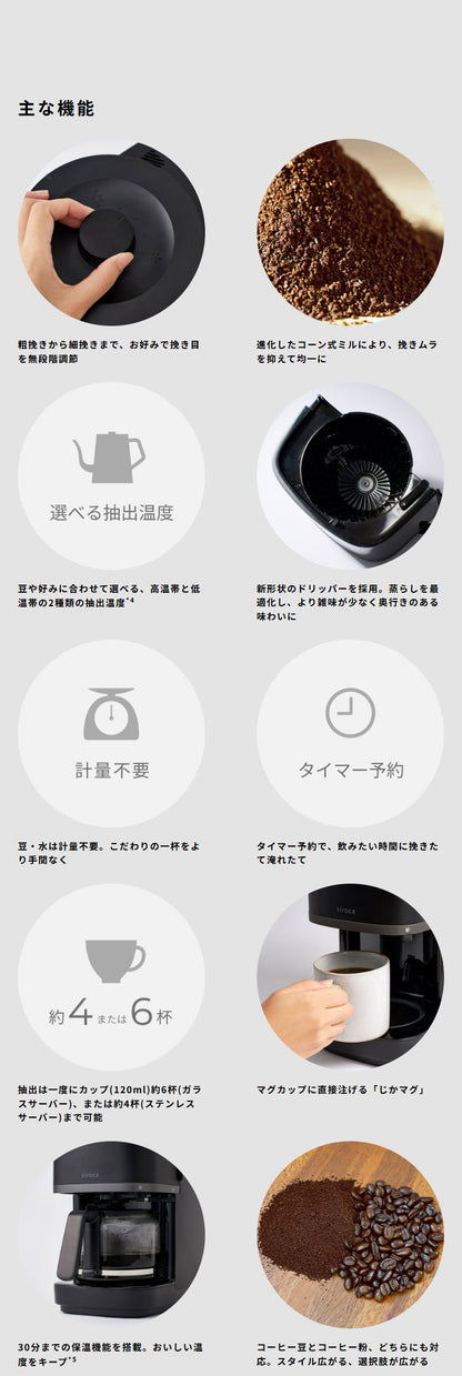 シロカ siroca コーン式全自動コーヒーメーカー カフェばこPRO SC-C281 こだわり挽き