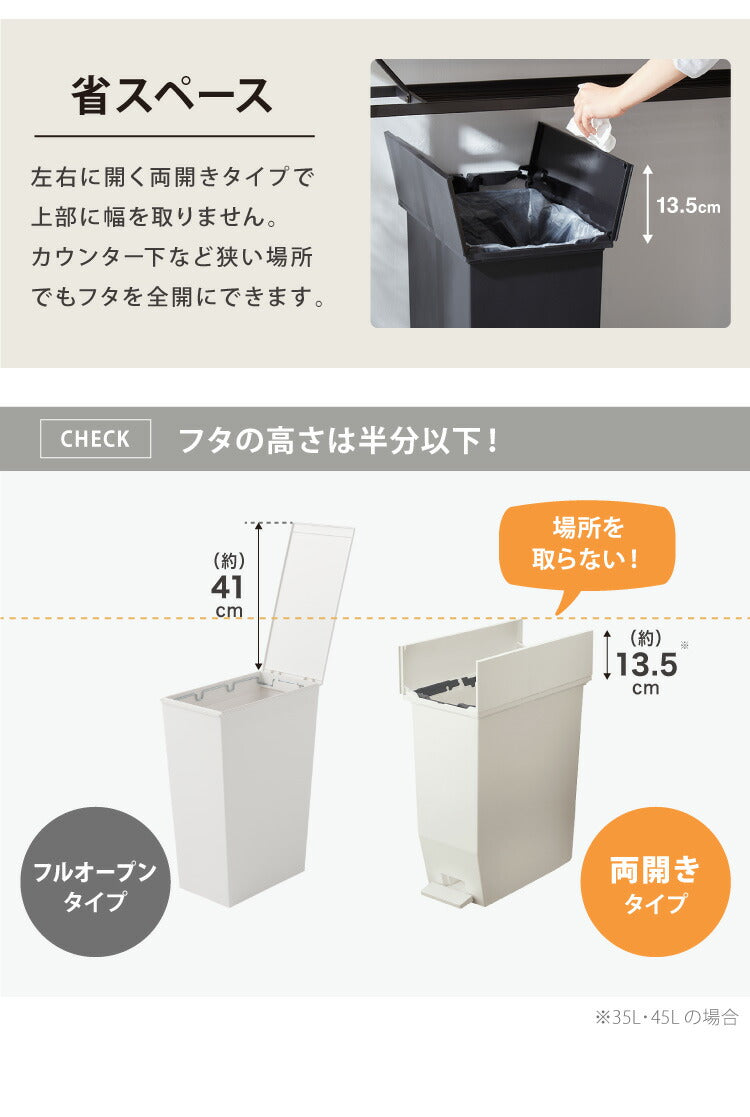 ゴミ箱 ごみ箱 ワンタッチ 2個セット おしゃれ キッチン 35l 35リットル 幅22 奥行42.5 高さ48 分別 フタ付き ダストボックス ペダル式 北欧 シンプル 一人暮らし 抗菌 防汚 省スペース(代引不可)