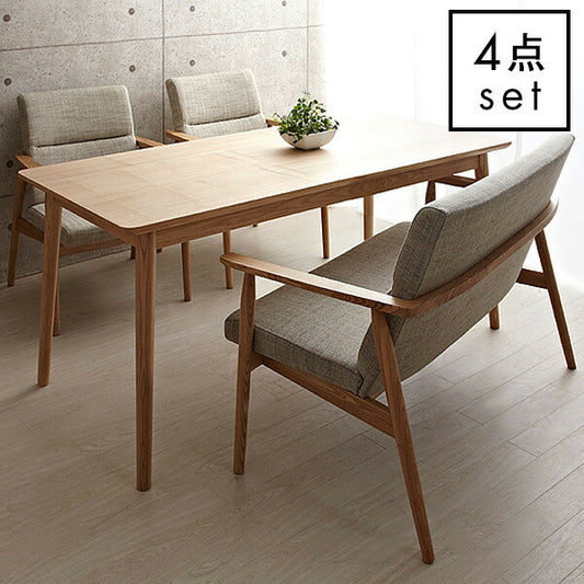 ダイニングセット 4点 北欧 [天然木北欧デザインダイニング 【ODENTHAL】 オーデンタール ソファ2P ソファ1P×2脚 テーブル]（代引き不可）