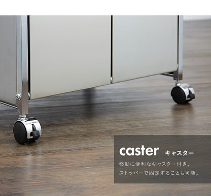日本製 燕三条 ステンレスダストボックス 14L×2分別 幅50 ごみ箱 ゴミ箱 ペール キャスター/アジャスター 2way シンク下 カウンター下 おしゃれ(代引不可)
