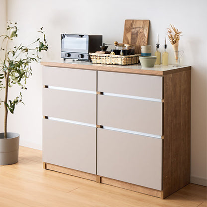 キッチンカウンター 120 幅120 高さ93 引き出し6杯 完成品 国産 開梱設置無料 日本製 レンジ台 カウンター テーブル 食器棚 キッチンボード 引き出し(代引不可)