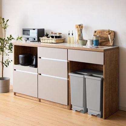 キッチンカウンター 180 幅180 高さ93 オープンスライド ダストボックス ゴミ箱 完成品 国産 開梱設置無料 日本製 レンジ台 カウンター テーブル 食器棚 キッチンボード(代引不可)