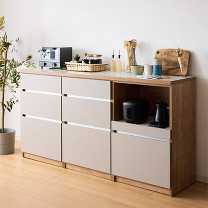 キッチンカウンター 180 幅180 高さ93 引き出し7杯 オープンスライド 完成品 国産 開梱設置無料 日本製 レンジ台 カウンター テーブル 食器棚 キッチンボード 引き出し(代引不可)