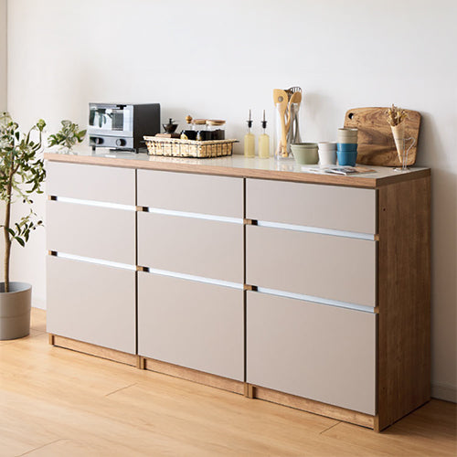 キッチンカウンター 180 幅180 高さ93 引き出し9杯 オープンスライド 完成品 国産 開梱設置無料 日本製 レンジ台 カウンター テーブル 食器棚 キッチンボード 引き出し(代引不可)