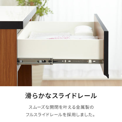 キッチンカウンター 180 完成品 FRON120 引き出し収納×2 ダストボックス収納 モイス加工 ごみ箱 間仕切り 背面化粧 開梱設置無料 奥行45 高さ93 フルオープンレール ポリエステル化粧板(代引不可)