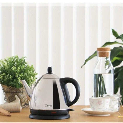 ドリテック ステンレス 電気ケトル 0.8L 1100W ケララ シルバー PO-157SV ステンレスケトル 電気ポット やかん コーヒー ドリップ 湯沸かし おしゃれ dretec