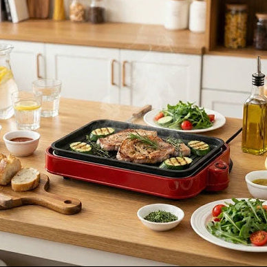 3WAYホットプレート ホットプレート 鍋 深鍋 たこ焼き器 焼肉 焼き肉 たこ焼き お鍋 なべ たこ焼き機 アヒージョ ライスボール おしゃれ RM-243TE-RD ROOMMATE