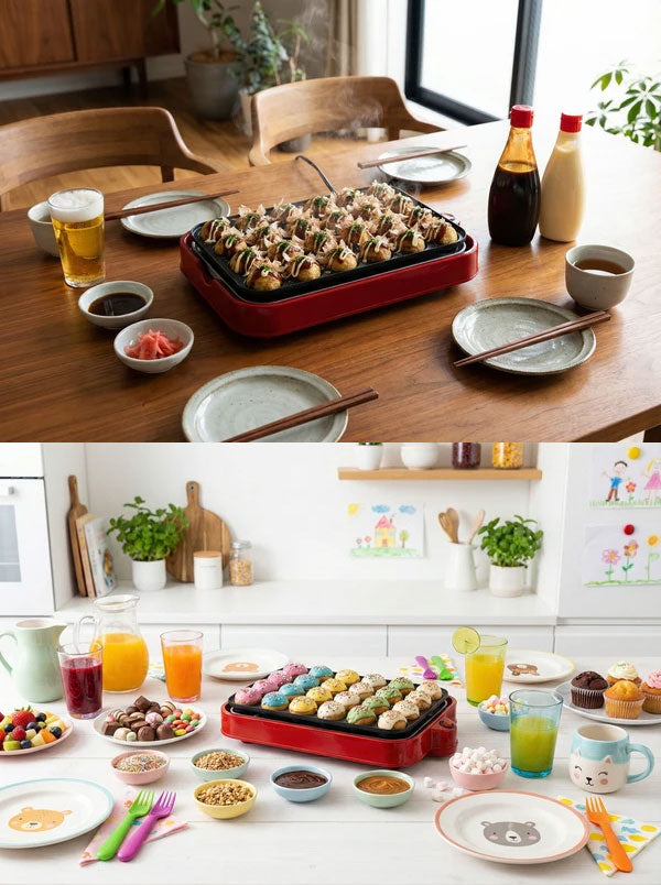 3WAYホットプレート ホットプレート 鍋 深鍋 たこ焼き器 焼肉 焼き肉 たこ焼き お鍋 なべ たこ焼き機 アヒージョ ライスボール おしゃれ RM-243TE-RD ROOMMATE