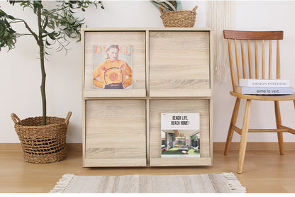 ディスプレイラック 4マス 幅80cm 扉付き 本棚 食器棚 オープンラック ブックシェルフ コレクションケース キッチン収納 おしゃれ リビング ダイニング 本 食器 小物(代引不可)
