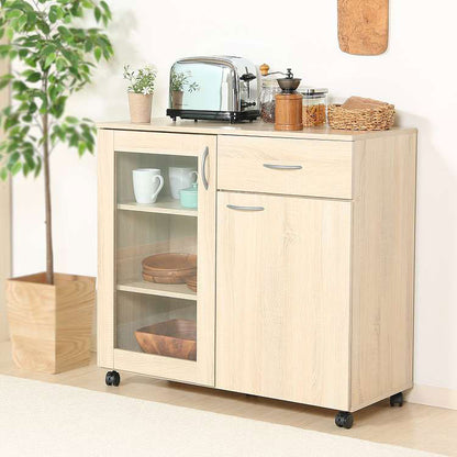 キッチン収納キャビネット 90×40 キッチンボード キャスター付き キッチンカウンター キャビネット キッチン収納(代引不可)