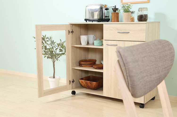 キッチン収納キャビネット 90×40 キッチンボード キャスター付き キッチンカウンター キャビネット キッチン収納(代引不可)