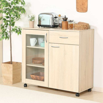 キッチン収納キャビネット 90×40 キッチンボード キャスター付き キッチンカウンター キャビネット キッチン収納(代引不可)