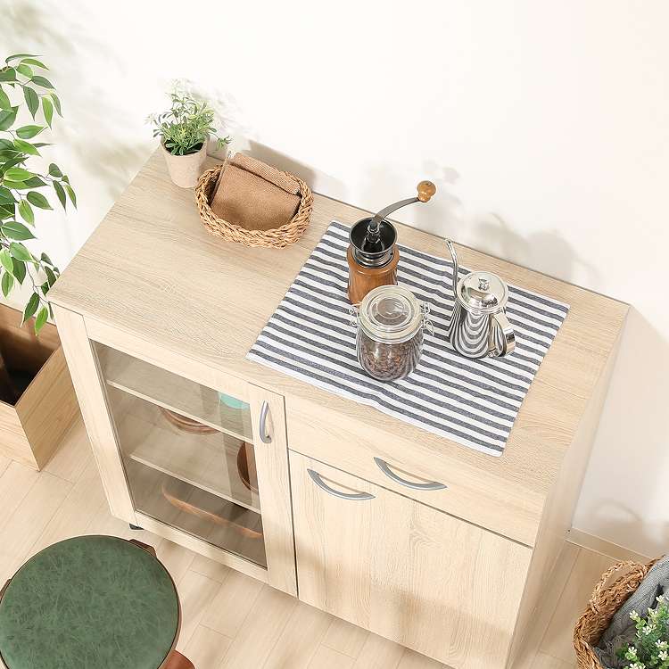 キッチン収納キャビネット 90×40 キッチンボード キャスター付き キッチンカウンター キャビネット キッチン収納(代引不可)