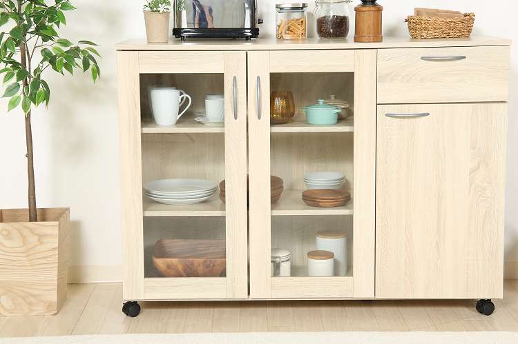 キッチン収納キャビネット 115×40 キッチンボード キャスター付き キッチンカウンター キャビネット キッチン収納(代引不可)