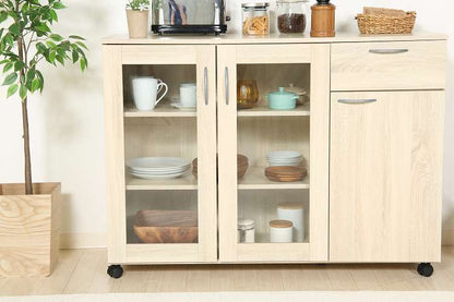 キッチン収納キャビネット 115×40 キッチンボード キャスター付き キッチンカウンター キャビネット キッチン収納(代引不可)