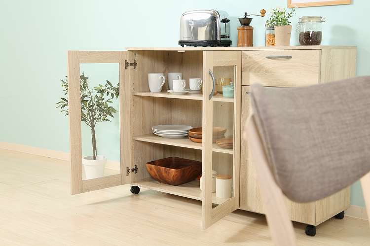 キッチン収納キャビネット 115×40 キッチンボード キャスター付き キッチンカウンター キャビネット キッチン収納(代引不可)