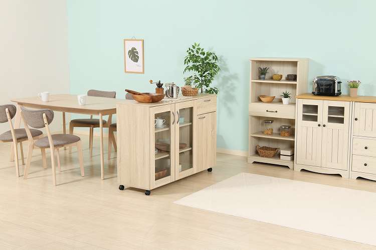キッチン収納キャビネット 115×40 キッチンボード キャスター付き キッチンカウンター キャビネット キッチン収納(代引不可)