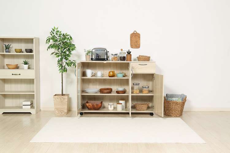 キッチン収納キャビネット 115×40 キッチンボード キャスター付き キッチンカウンター キャビネット キッチン収納(代引不可)