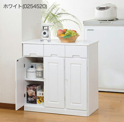 キッチンワゴン 天然木カウンターワゴン 3枚扉 天然木 ワゴン キッチンカウンター キッチン収納 カウンター キッチン(代引不可)
