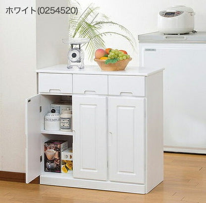 キッチンワゴン 天然木カウンターワゴン 3枚扉 天然木 ワゴン キッチンカウンター キッチン収納 カウンター キッチン(代引不可)
