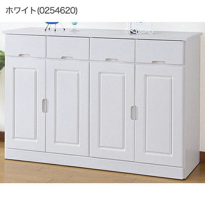 キッチンワゴン 天然木カウンターワゴン 4枚扉 天然木 ワゴン キッチンカウンター キッチン収納 カウンター キッチン(代引不可)