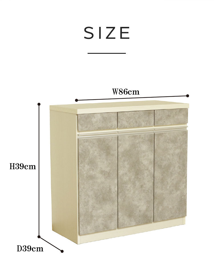 キッチンカウンター 幅86cm ワイド 完成品 組立不要 ダストBOX付き 26.5L×3個 引出し3杯 国産 日本製 大川家具 小型家電対応 大容量 新生活 ナチュラル グレー(代引不可)