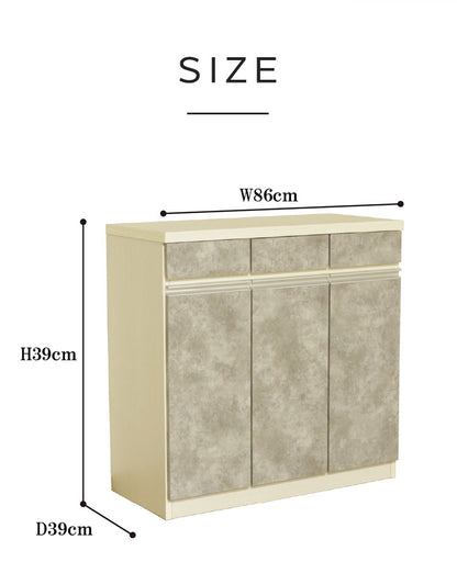 キッチンカウンター 幅86cm ワイド 完成品 組立不要 ダストBOX付き 26.5L×3個 引出し3杯 国産 日本製 大川家具 小型家電対応 大容量 新生活 ナチュラル グレー(代引不可)