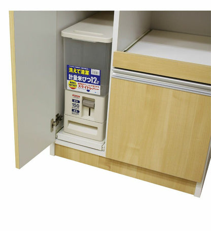 レンジ台 幅60 完成品 国産 大川家具 12キロ米びつ付き 食器棚 スライドカウンター フレンチカントリー調 2口コンセント 引き出し 扉収納 レンジラック レンジボード(代引不可)