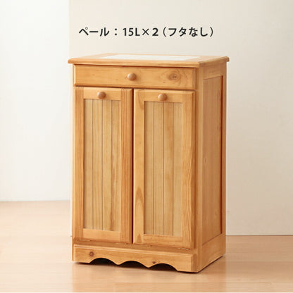 ゴミ箱 ごみ箱 ダストボックス おしゃれ 分別 大量収納 木製 キャスター付き ペール 完成品 大容量 キッチン 2分別 15L(代引不可)