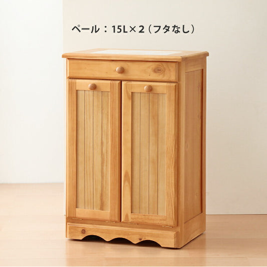 ゴミ箱 ごみ箱 ダストボックス おしゃれ 分別 大量収納 木製 キャスター付き ペール 完成品 大容量 キッチン 2分別 15L(代引不可)