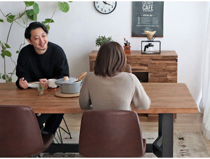 ダイニングテーブル 幅200cm ミックス無垢材 ウレタン塗装 アイアン脚 食卓テーブル 6~8人用 MABEX マベックス 大人数 カフェ風 無骨 天然木 ビンテージ風 おしゃれ(代引不可)